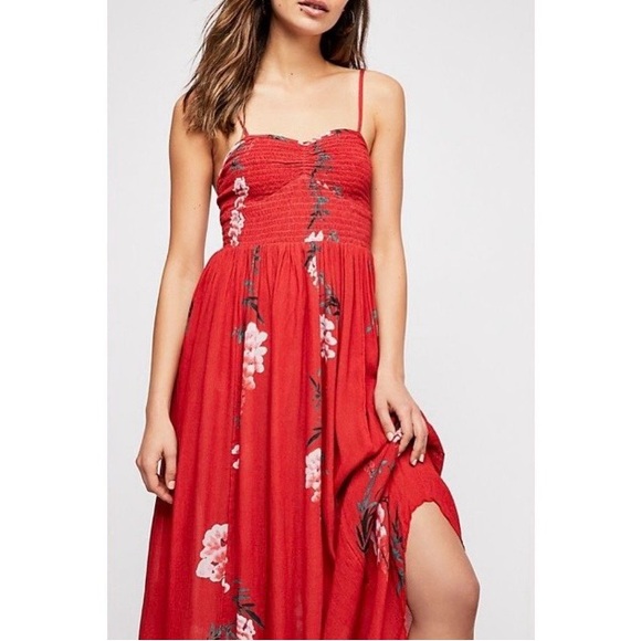 FREE PEOPLE 🌹’Beau’ Floral Print Smocked Maxi Dress - Picture 2 of 16